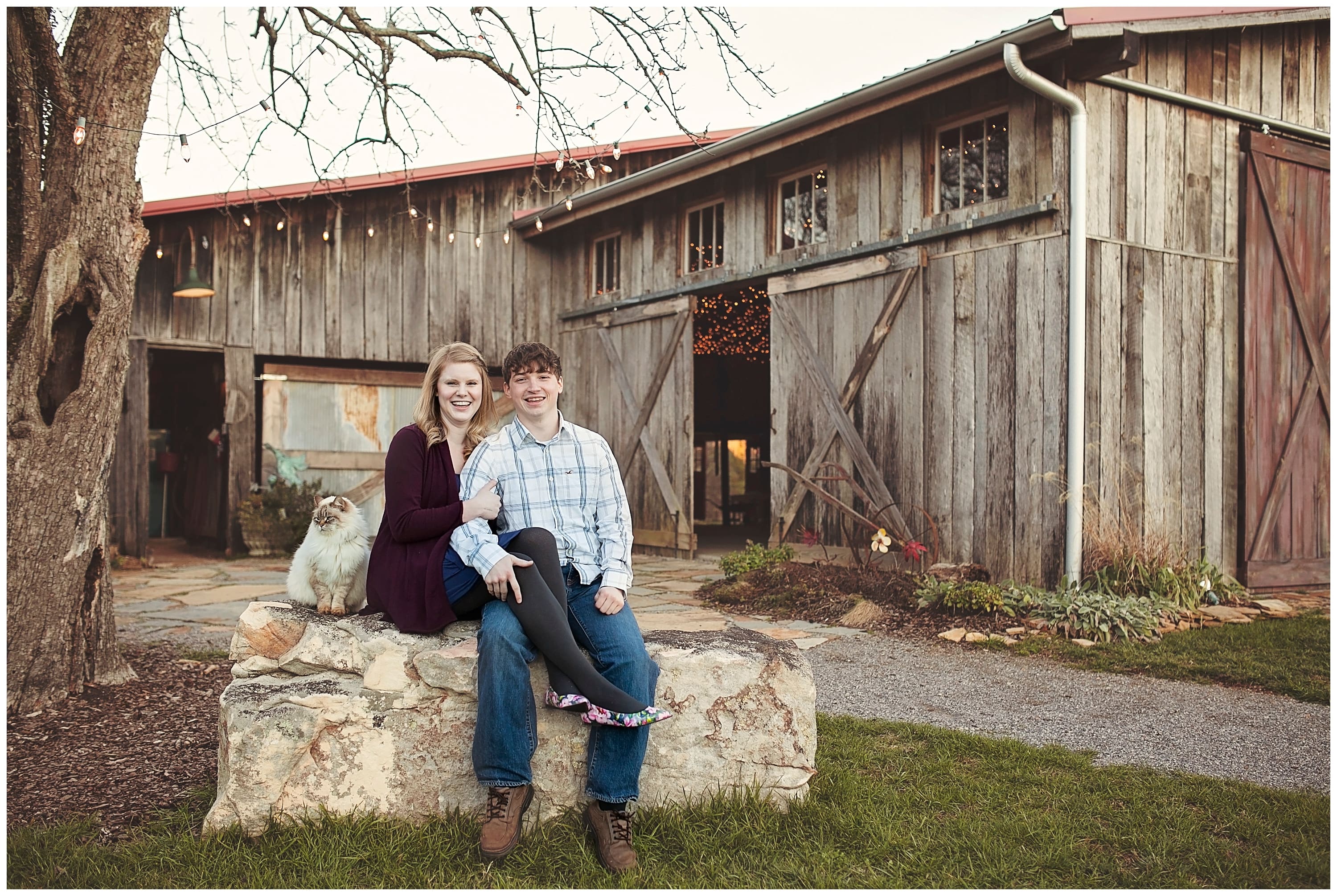 Rustic barn engagement photography