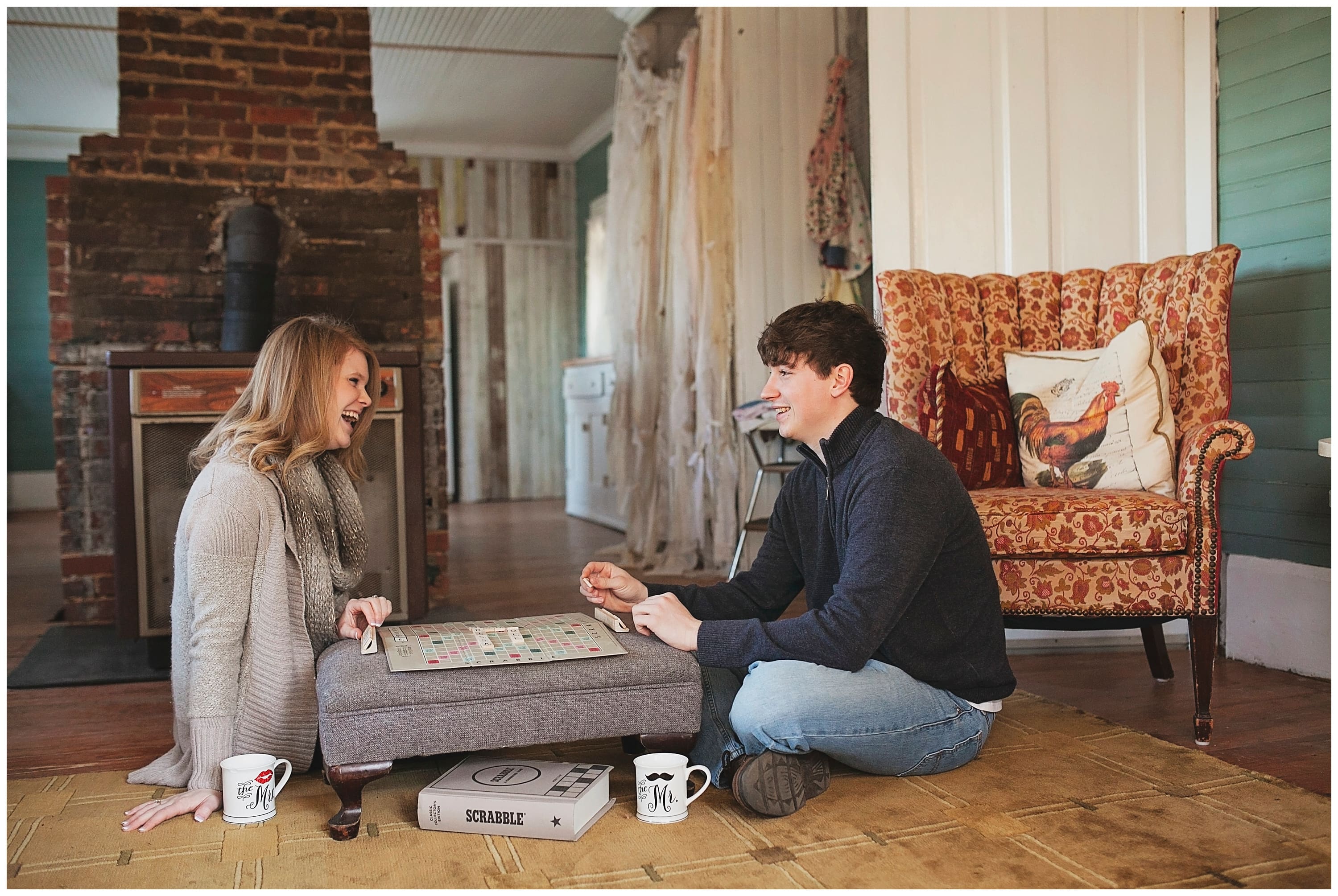 Fun farmhouse engagement session