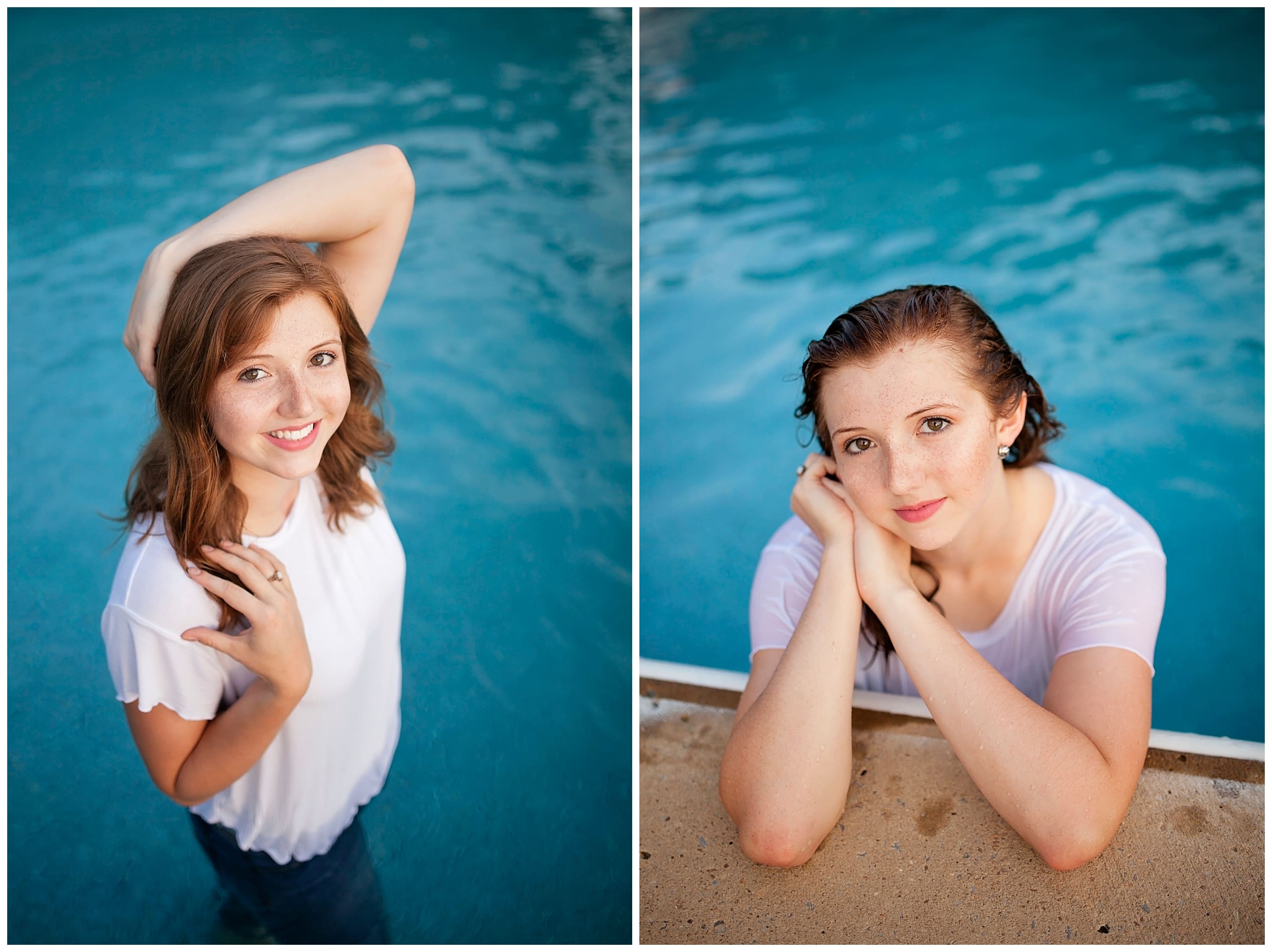 Swimming pool senior portraits